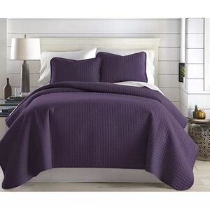 Southshore Fine Linens Vilano Oversized 3 Piece Full/Queen Quilt Set Purple